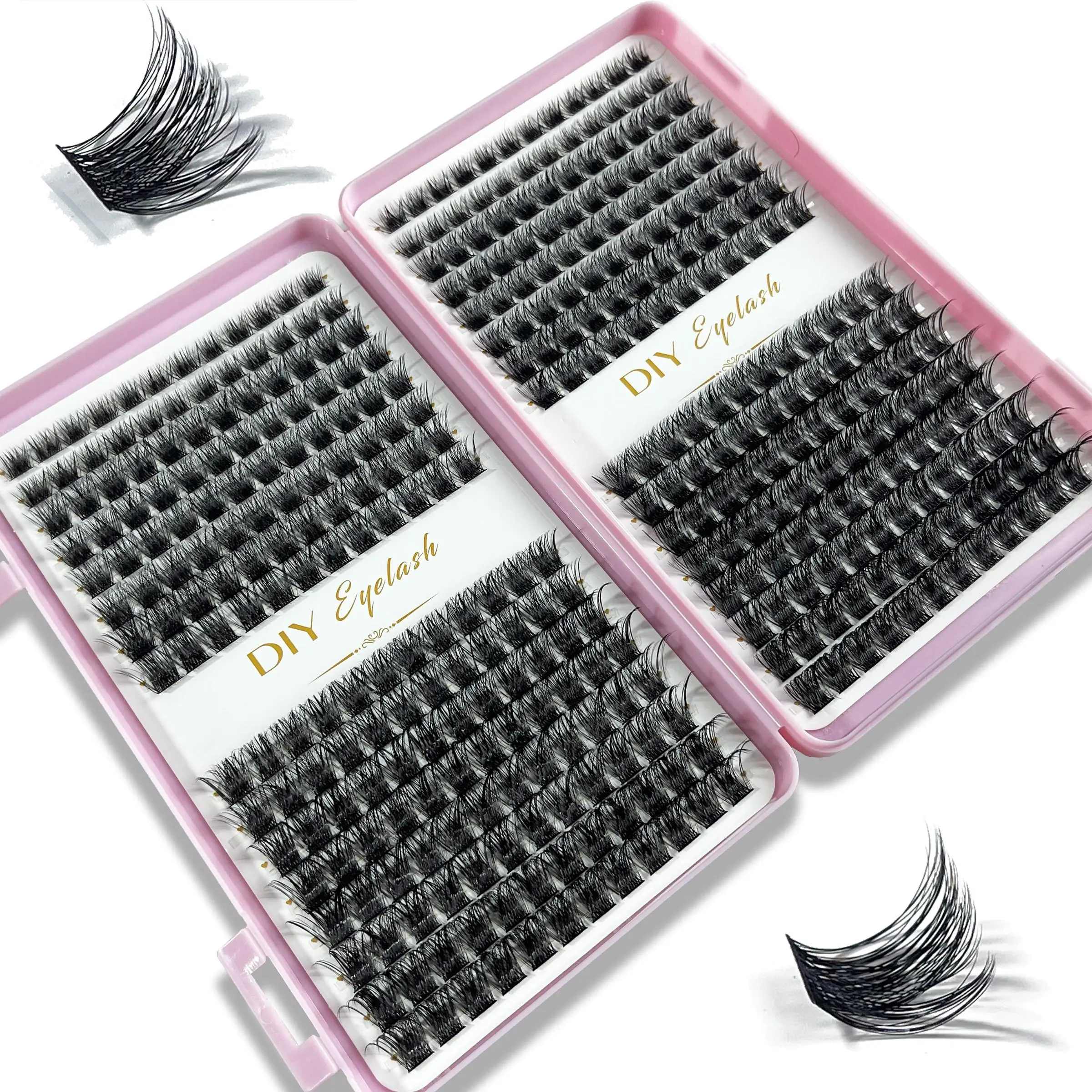 Individual Cluster Lashes 8‑16mm Mixed Tray, 384/640pcs Volume Individual Lashes, Natural Look DIY Eyelash Extensions at‑Home