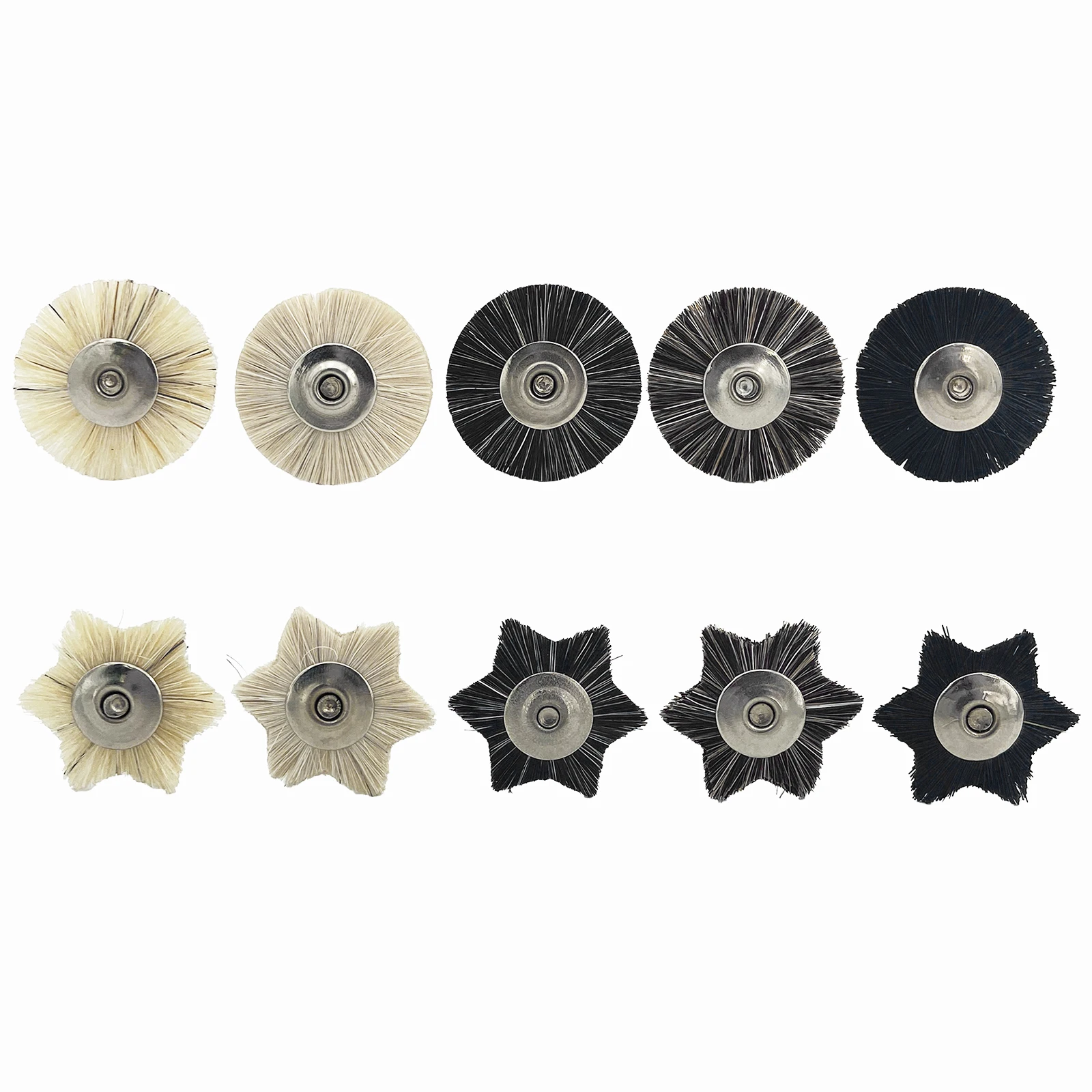 10Pcs 2.35mm Dental Laboratory Polishing Prophy Brush Wheel Rotary Tools Low Speed HP Shank Wool Goat Cotton Black Buffing