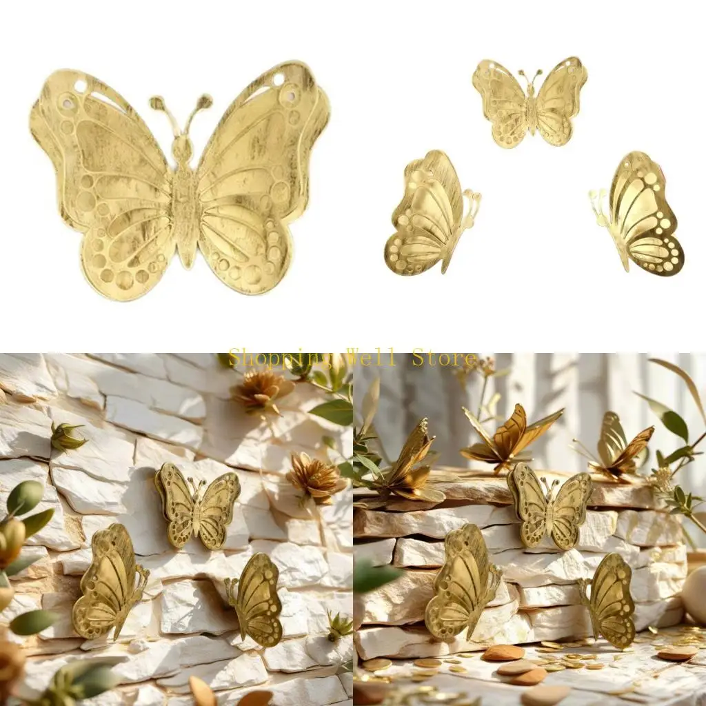 

KX4B 3Pcs Metal Butterfly Figurine Wall Hanging Sculpture Perfect For Home Yard