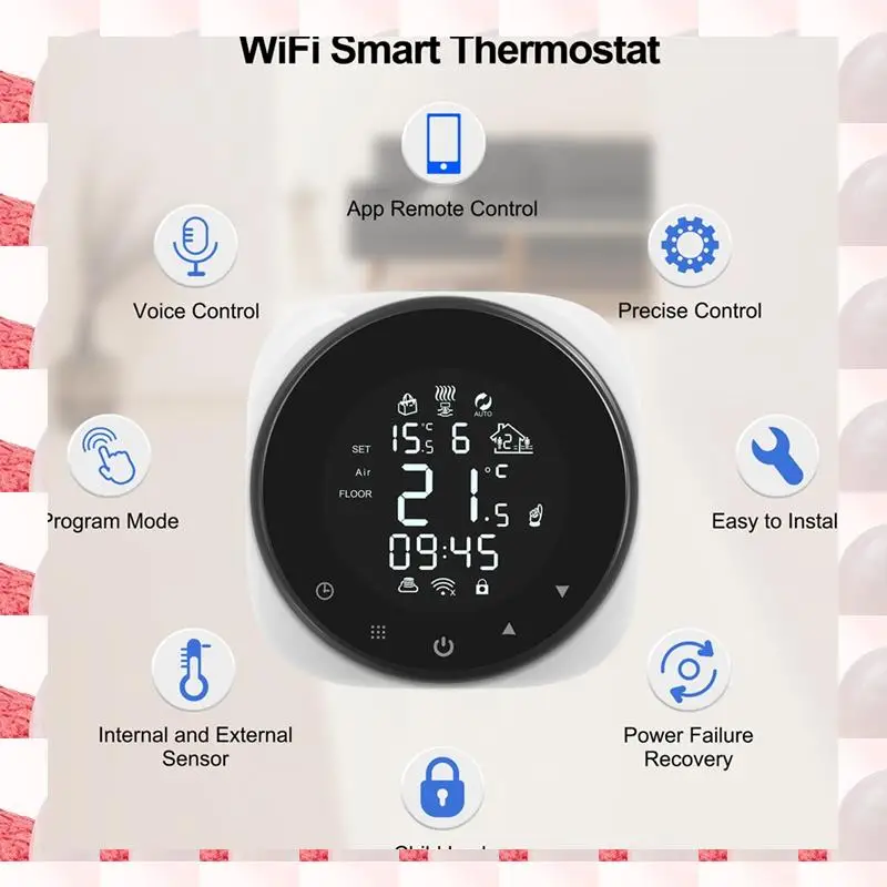 ABGN Smart Wifi Thermostat For Electric Floor Heating Voice Control Programmable Temperature Controller Easy Installation & Setu
