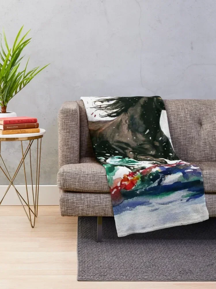 Watercolor Horse Painting - A Splash of Spirit Throw Blanket Cute Plaid Beautifuls Blankets