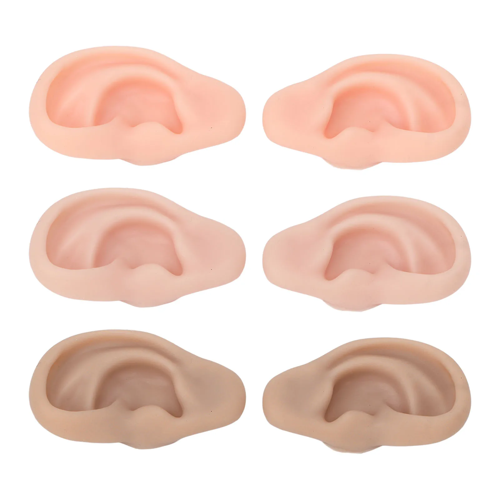 1 Pair Silicone Ear Model Soft Flexible Simulation Ear Model for Earrings Display Ear Piercing Exercise Soft Silicone Ear Model