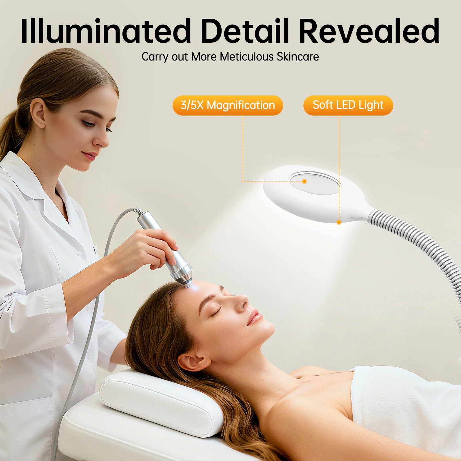 White Professional Facial Steamer,800W 110V 2-in-1 Facial Steamer Beauty Tool, Single Tube Facial Steamer for Skin Care