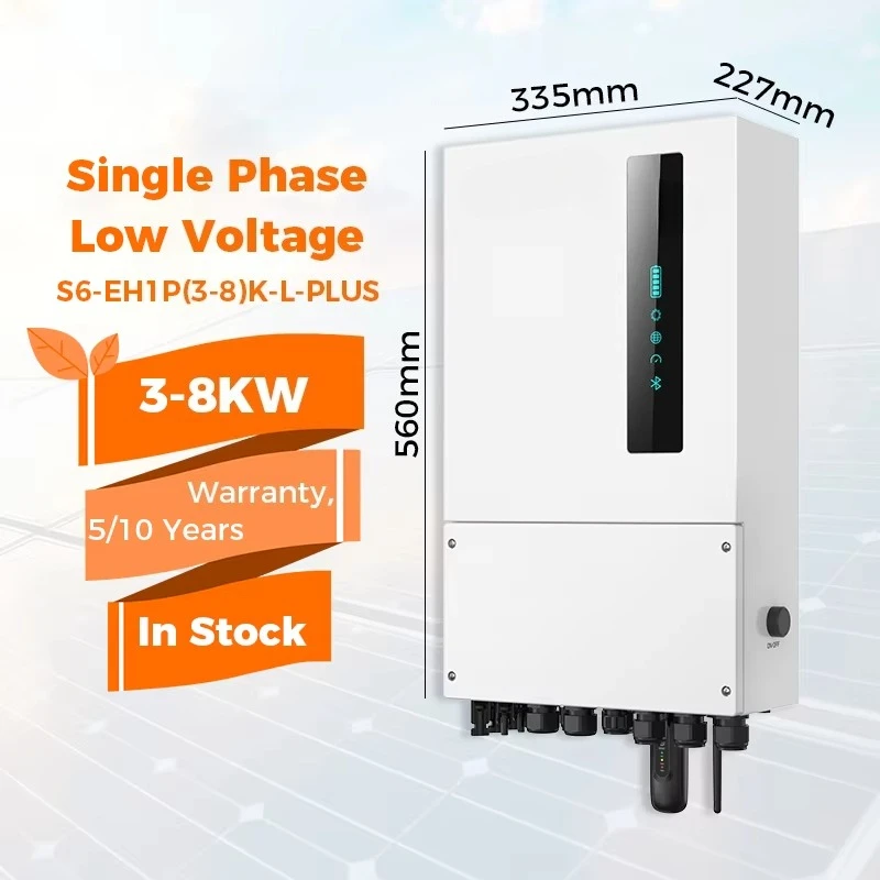 Solis 3kw 3.6kw 5kw 6kw 8kw S6-EH1P(3-8)K-L-PLUS Low Voltage Single Phase Solar Hybrid Inverter for Home