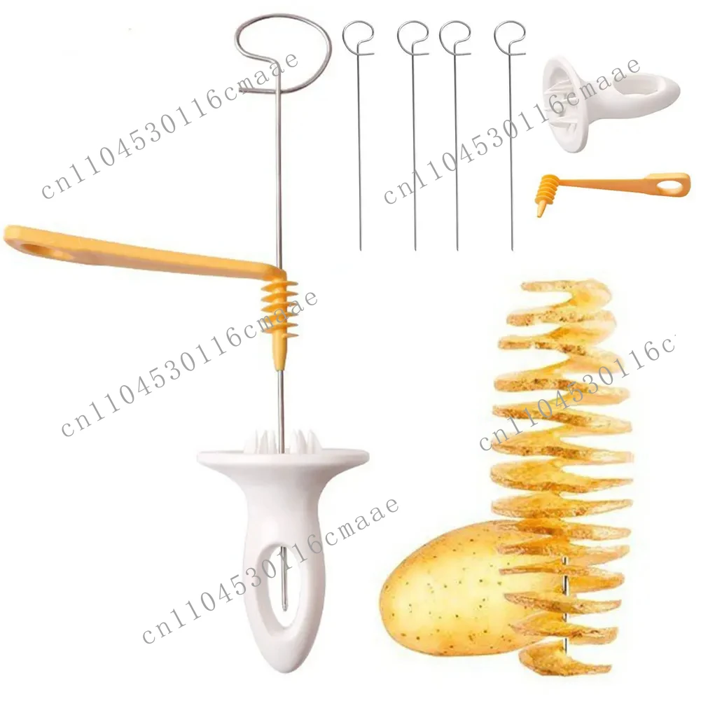 

1 set of stainless steel plastic rotary potato slicer twisted potato spiral slicer kitchen gadgets