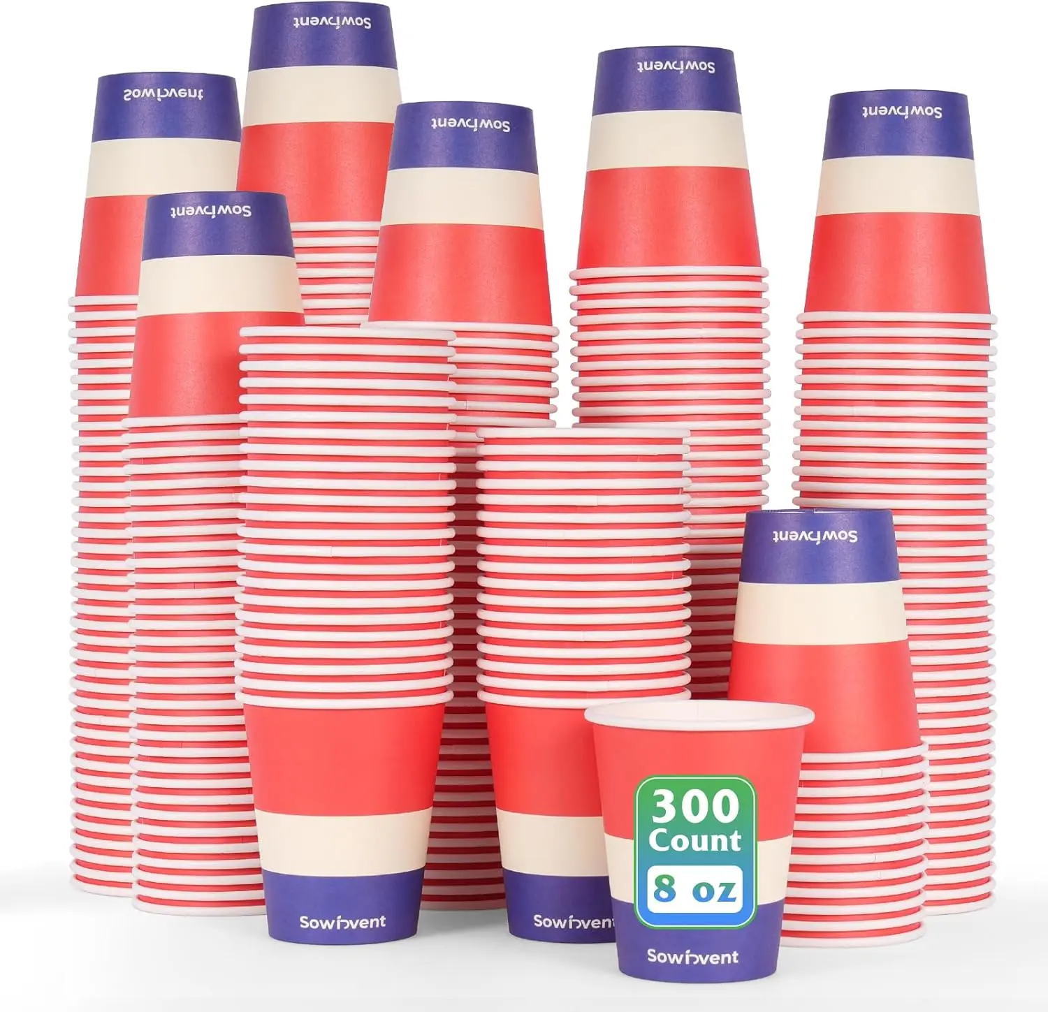 

8 oz 300 Count Paper Coffee Cups, Orange Disposable Drinking Cups for Hot or Cold Beverage and Cocoa Iced Water for Picn