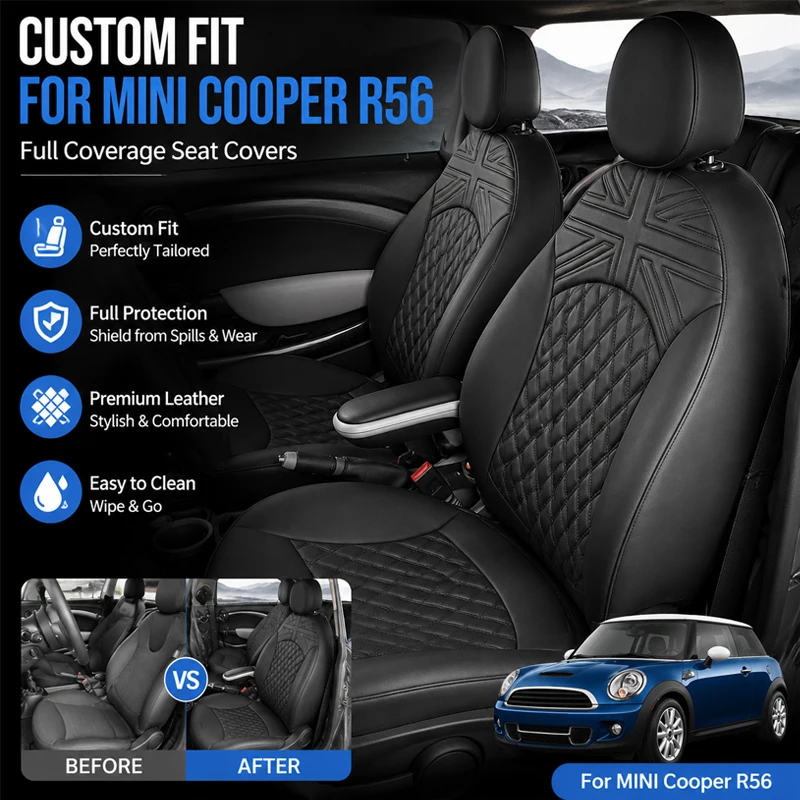For MINI Cooper R57 CABRIO Clubman Seat Covers Custom Full Coverage Leather Car Seat Cover Luxury Interior Upgrade Accessories