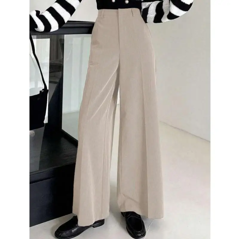 กางเกงขายาวทรงหลวมสำหรับผู้หญิง สีพื้น เรียบง่าย สวมใส่สบาย แฟชั่น ไซส์ใหญ่