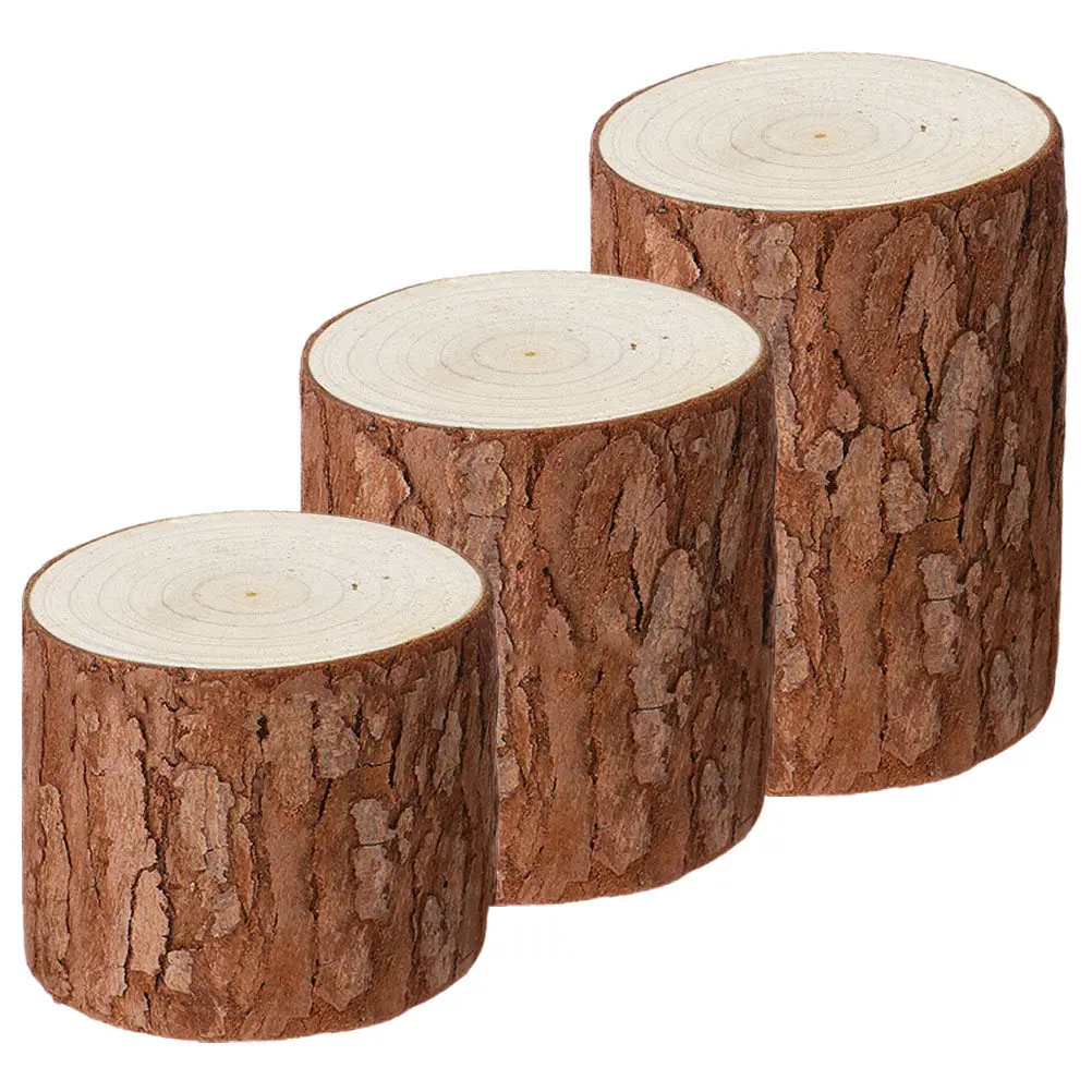 3Pcs Tree Stump Wood Stump Natural Cedar Rustic Display Stand Tea Light Holder Wedding Decor Tree Stumps