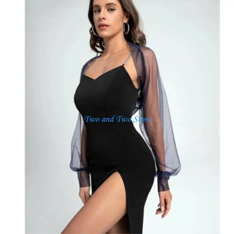 HX6F Copri manica Bishop trasparente per abiti da sposa, abiti da e abiti da cocktail