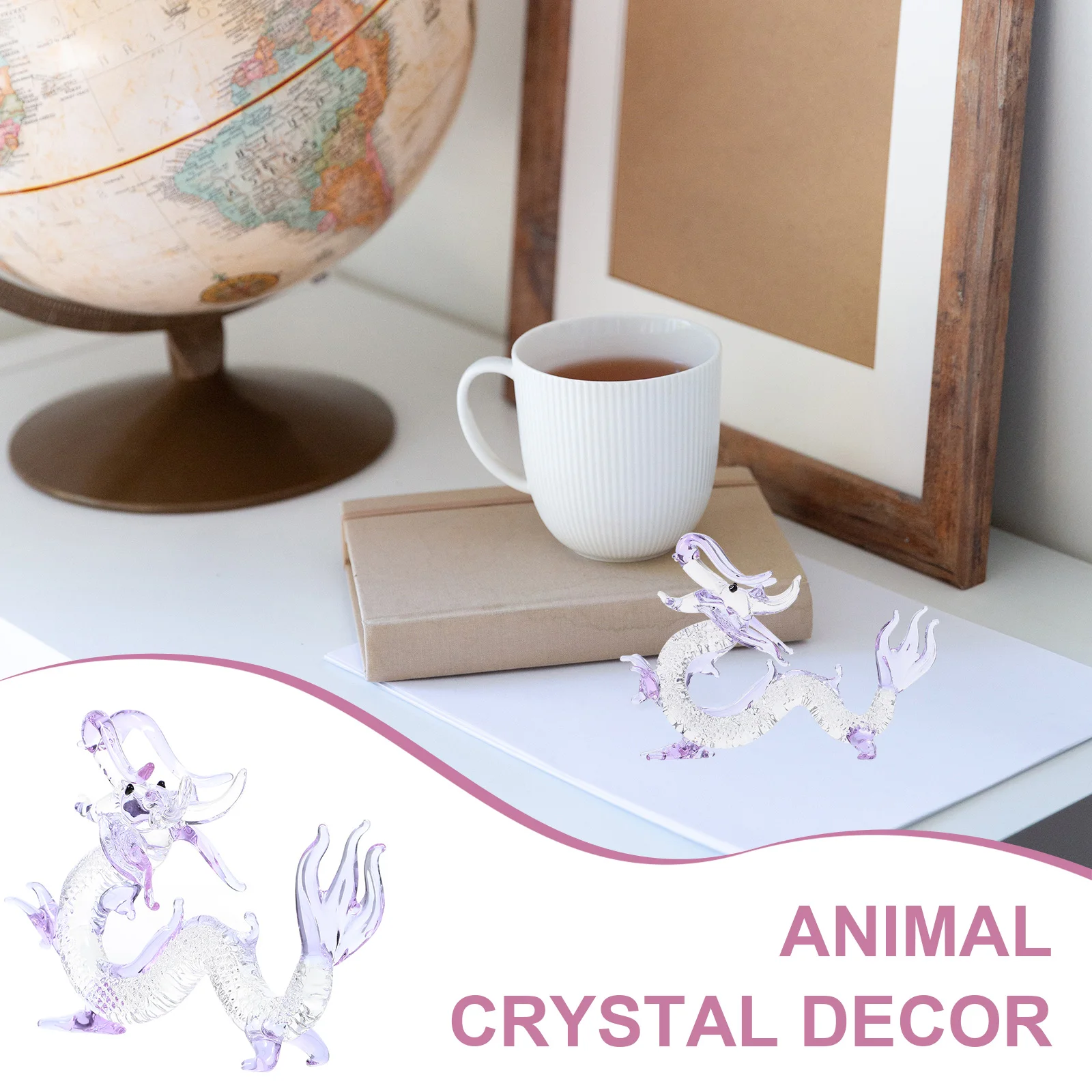 

Crystal Dragon Transparent Zodiac Statue For Home Decor Desktop Animal Sculpture Miniature Ornament Gift