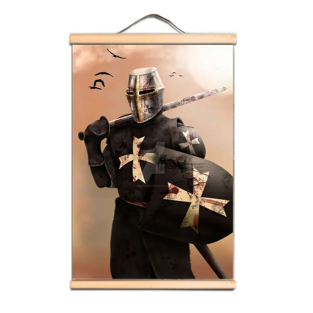 Vintage Knights Templar Art Poster Wall Chart - Upgrade Your Room Wall Decor with This Armor Warrior Canvas Scroll Painting A3