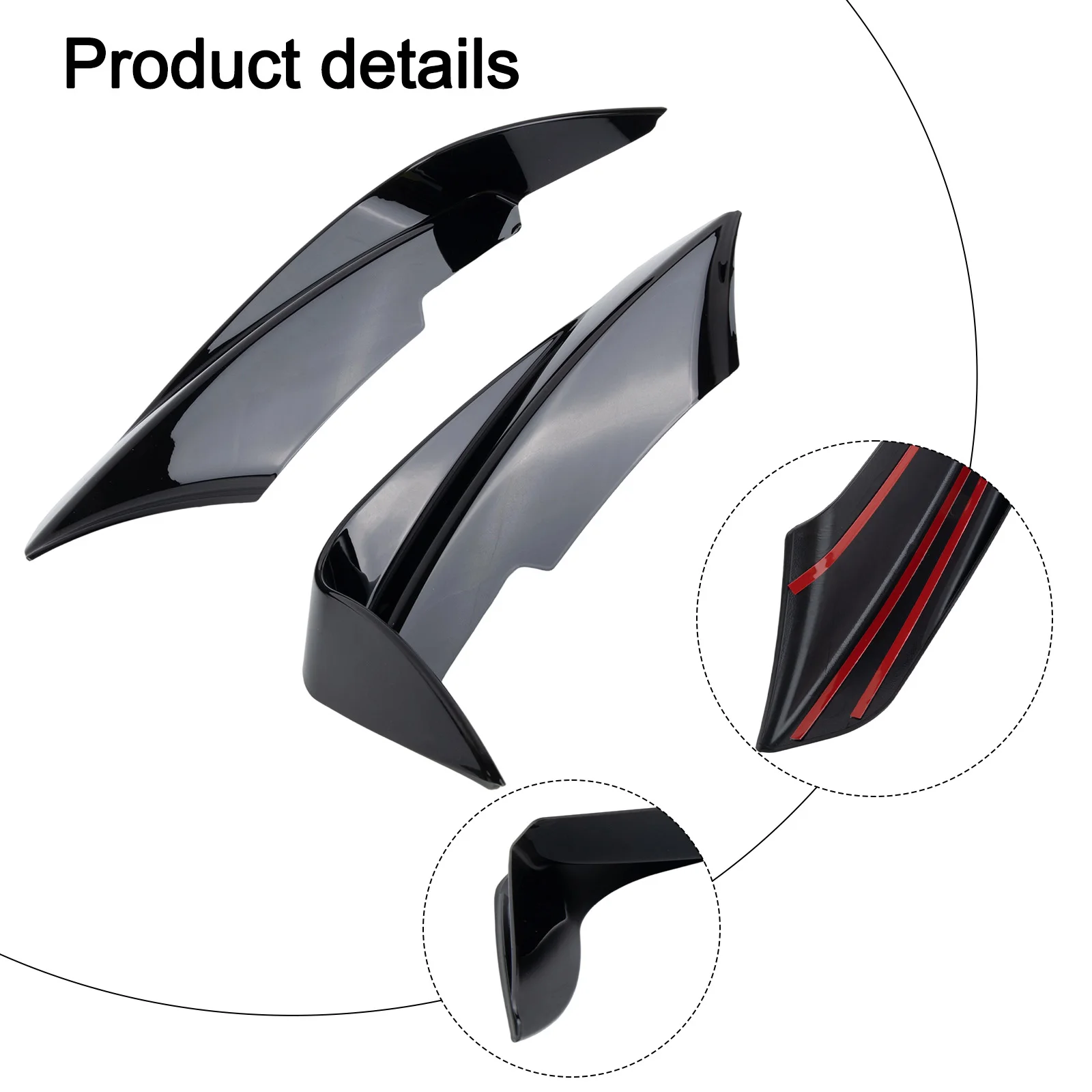 

Auto Parts Upgrade Gloss Black Canards Practical Design Reliable Performance Easy Installation High Universality Fit