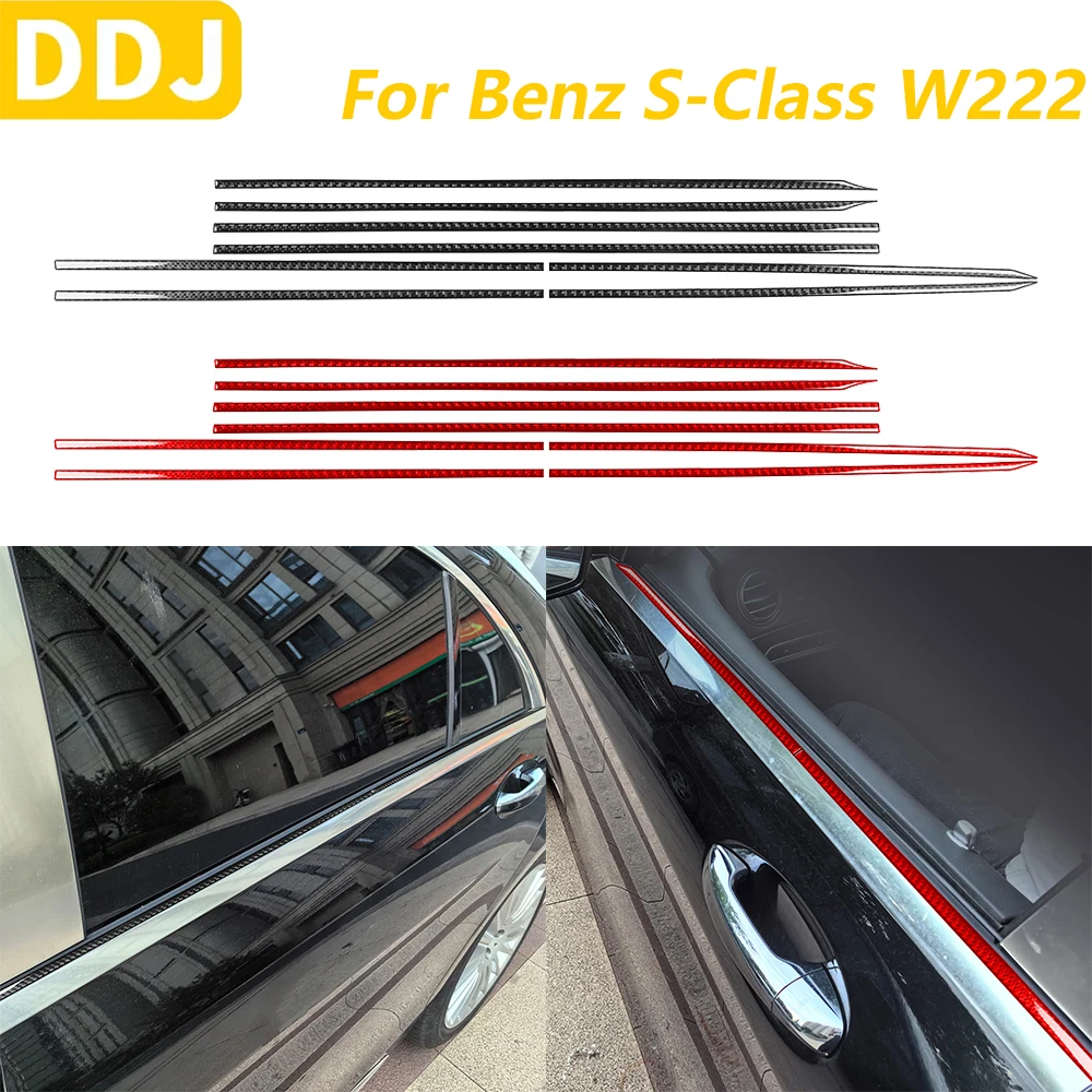 

For Mercedes-Benz S-Class W222 2012-2020 Carbon Fiber Exterior Door Frame Panel Trim Strips Car Accessories Decoration Sticker