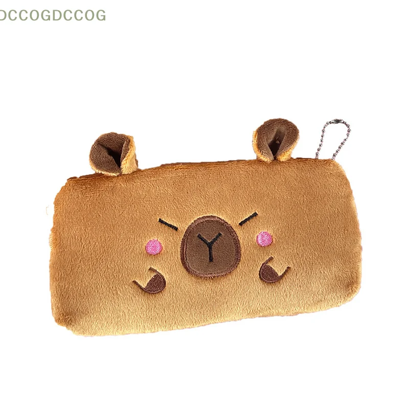 Capibara Plush Pencil Case Cartoon Capybara Large Capacity Pen Pouch Stationery Organizer Storage Bag Cosmetic Bag