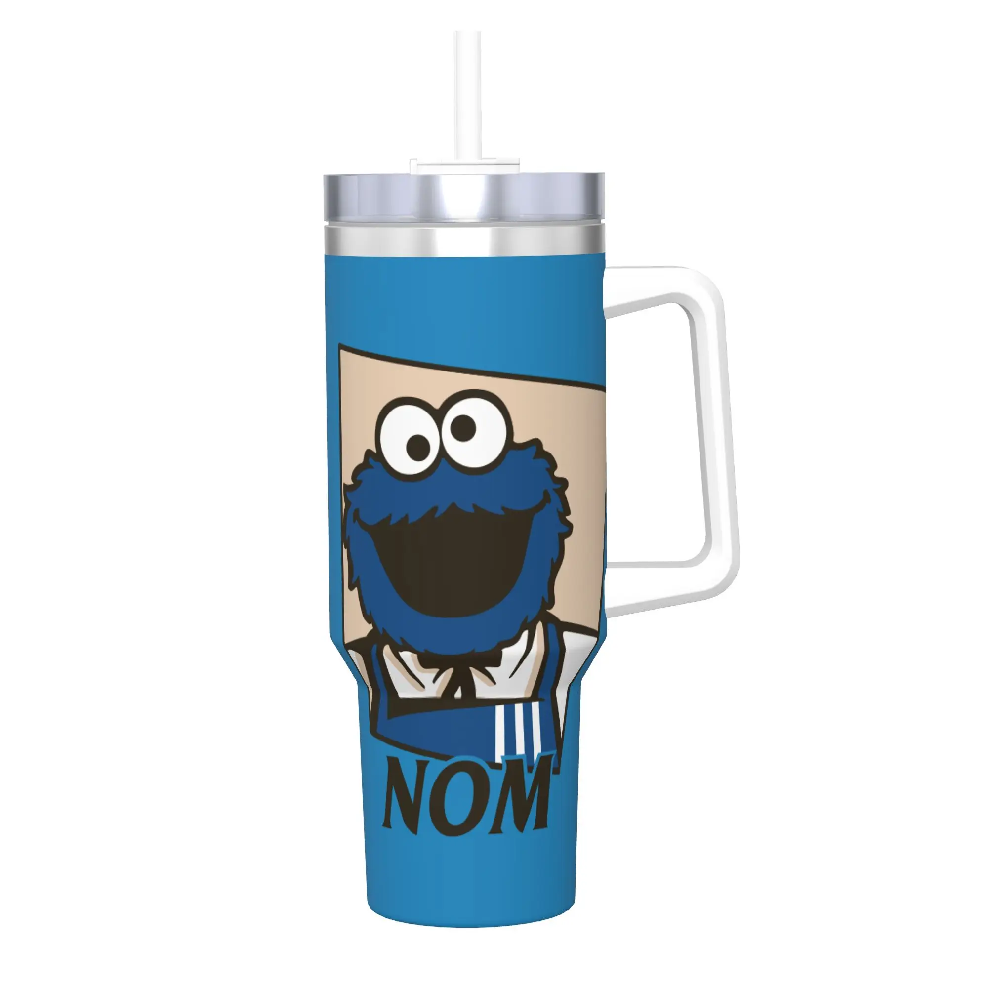Stainless Steel Tumbler Cookie Monster Nom Coffee Mug  Portable Hot Drinks Car Mugs Travel Water Bottle