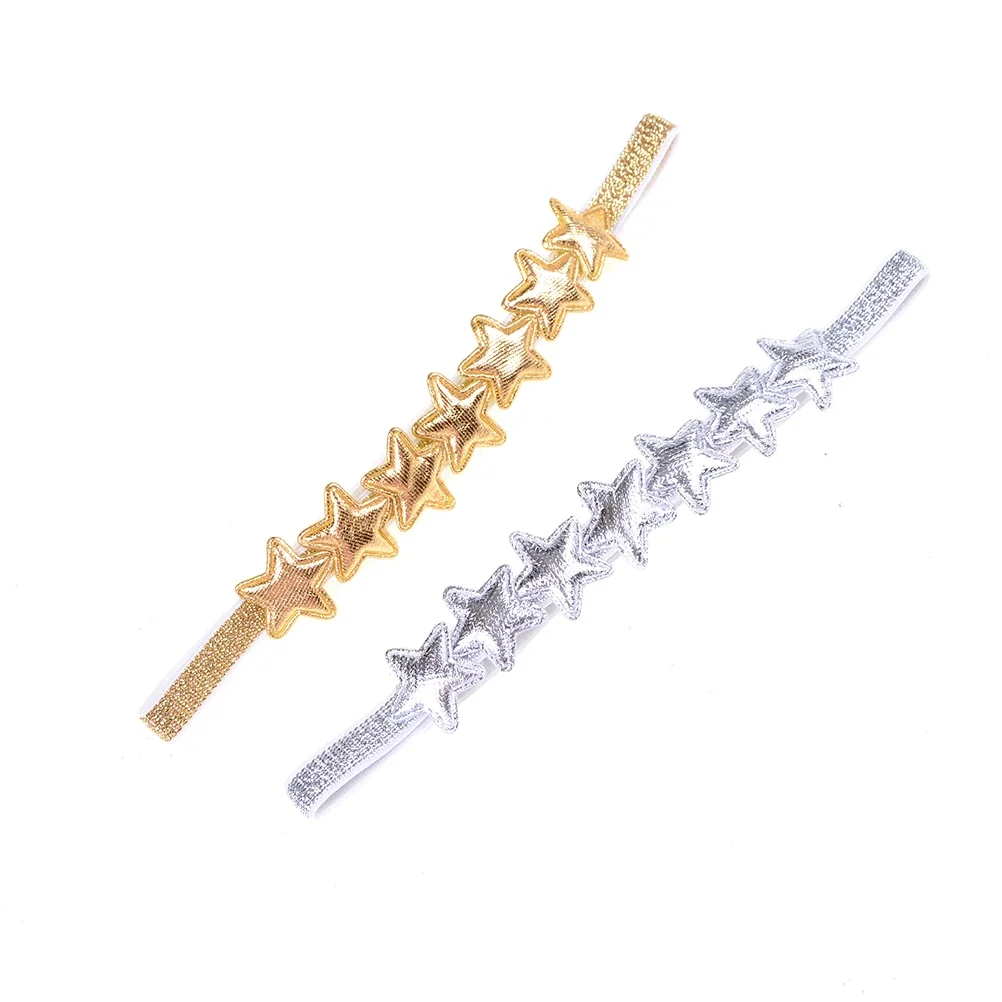 1PCS Fashion Gold Silver Newborn Girls Headband Five-pointed Baby Star Hairband Shining Infant Kids Photography Props