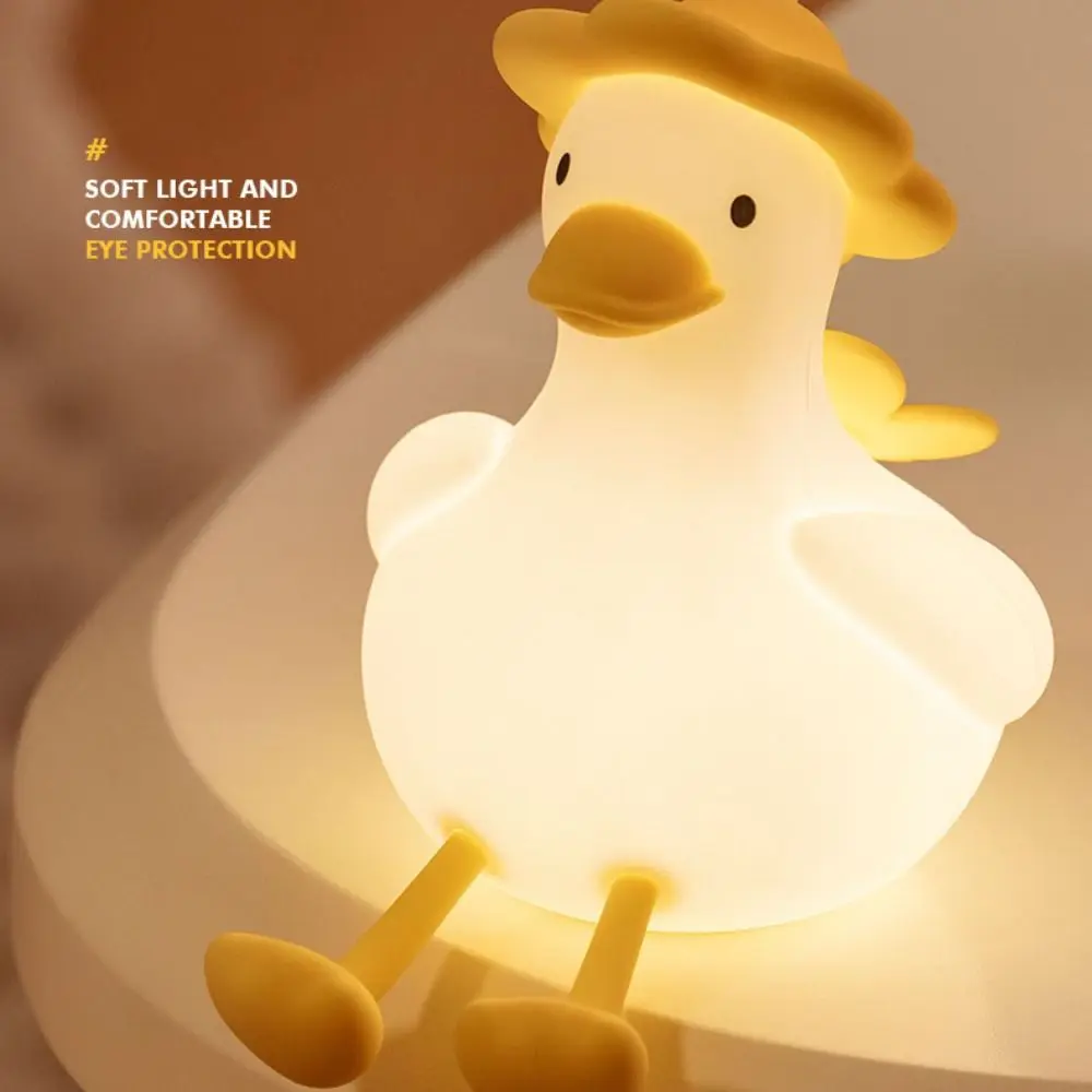 

Cartoon USB Charging LED Night Light Soft Light Clapping Lamp Duck Lamp 3 Levels Brightness Silicone Bedside Lamp Living Room