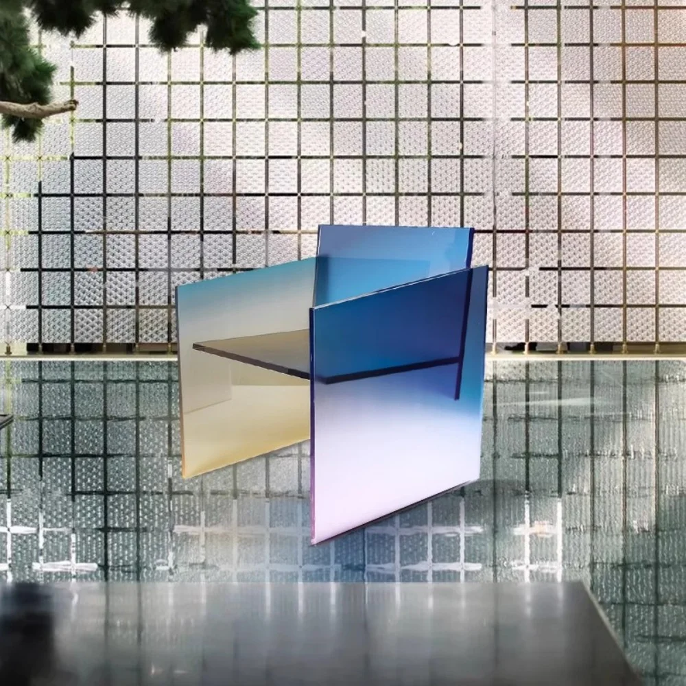 

✿–q Unique Colorful Gradient Acrylic Leisure Chair Modern Creative Furniture for Living Room/Hotel Decor