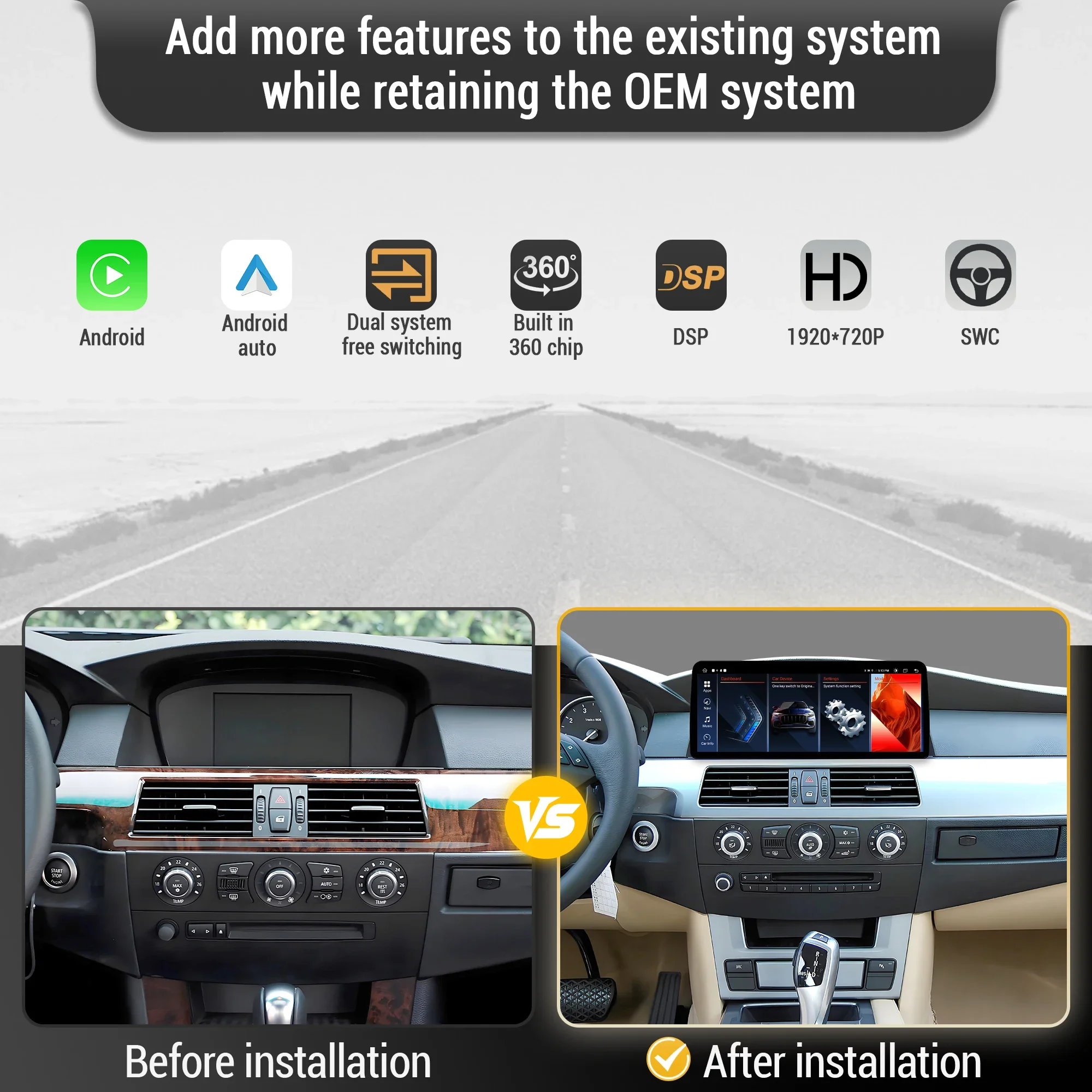 10.25 inch For BMW 3 series E90 E91 E92 E93 2007-2012 Left Hand Drive Android 14 Car Radio Carplay Snapdragon 680 Touch Screen