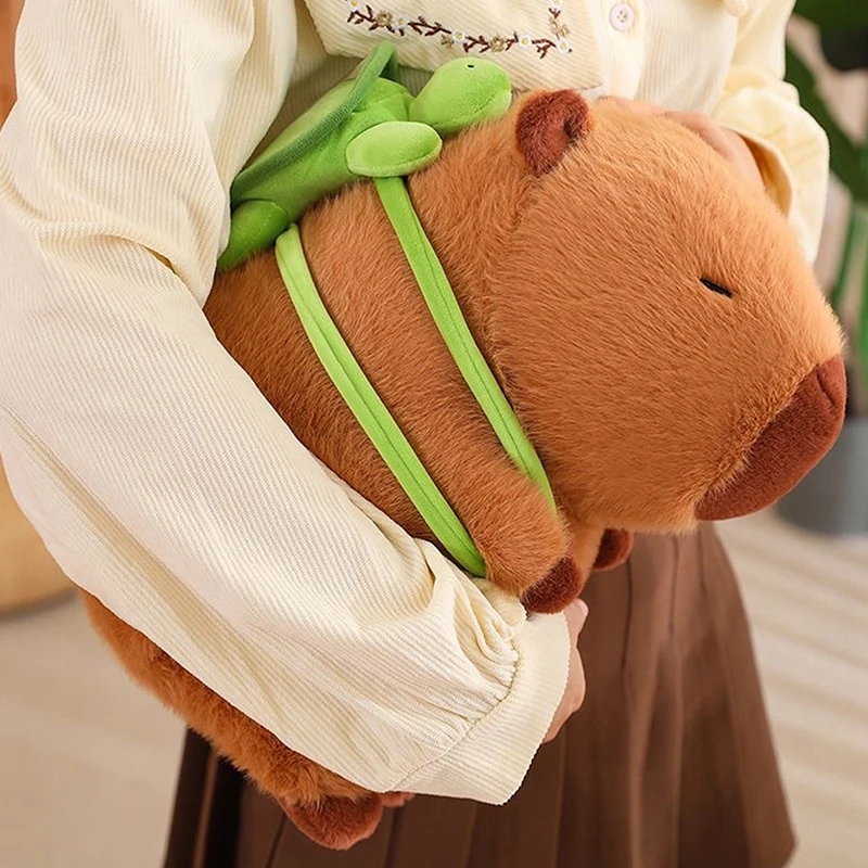 Cute Capybara Plush Kawaii Capybara Stuffed Animals Toys With Turtle Backpack Plushies Hugging Gifts For Kids Brown 9 Inch