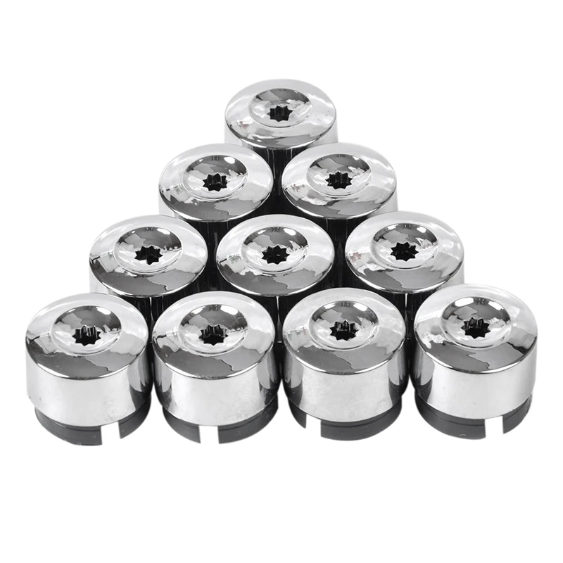 7L6 601 173A 2ZZ 10pcs Chrome Wheel Lug Bolt Nut Cap Cover + Tool 7L6601173A for VW Touareg 2004 - 2010 2011 2012 2013 2014