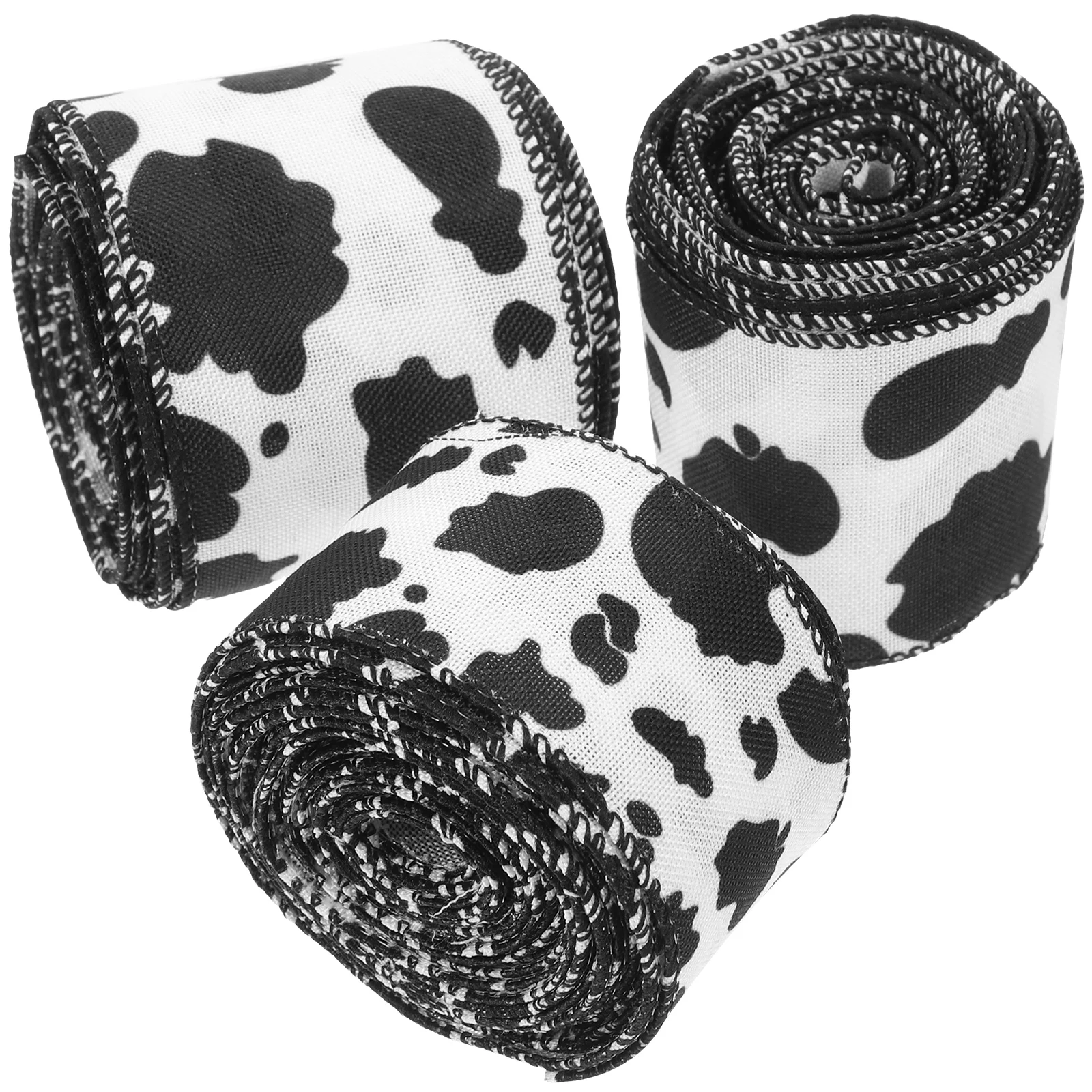 

3 Rolls Cow Pattern Ribbon Decorative Ribbon for Gift Box Wrapping Craft Making Bouquet Packaging Holiday Wedding Baby Shower