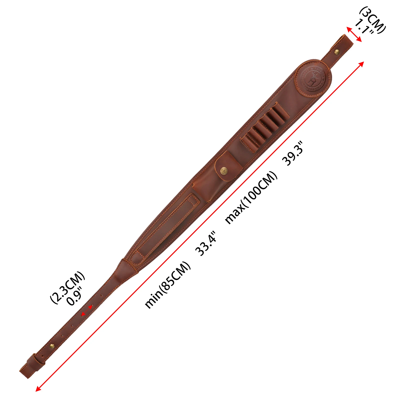 Tourbon-Support de crosse de fusil de chasse en cuir, assistance de joue, écharpe de fusil, 8 tours, 1 jeu