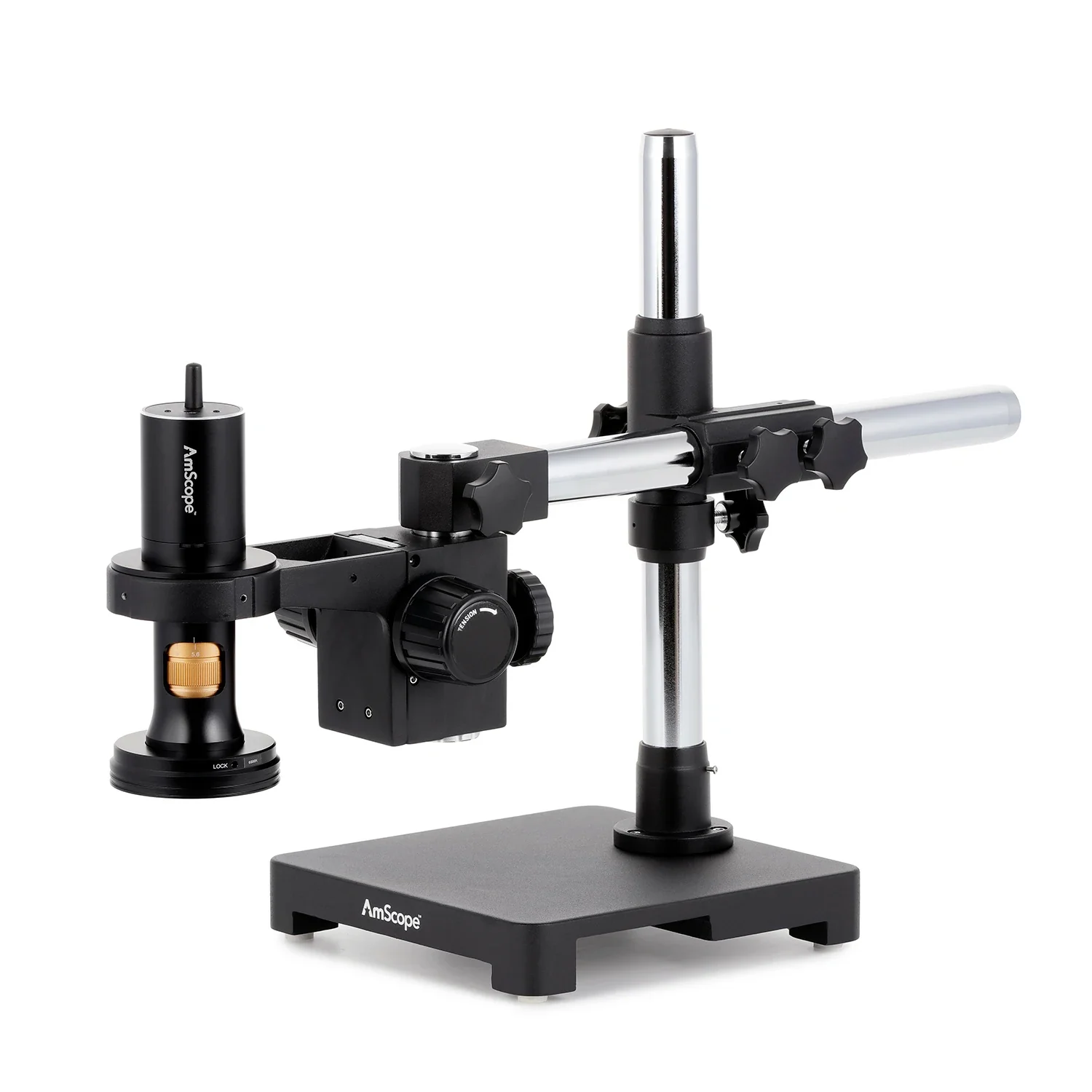 AmScope 0.7X-5.6X 1080p Wi-Fi/USB All-in-One Digital Microscope with Zoom Optics on Single-Arm Boom-Stand