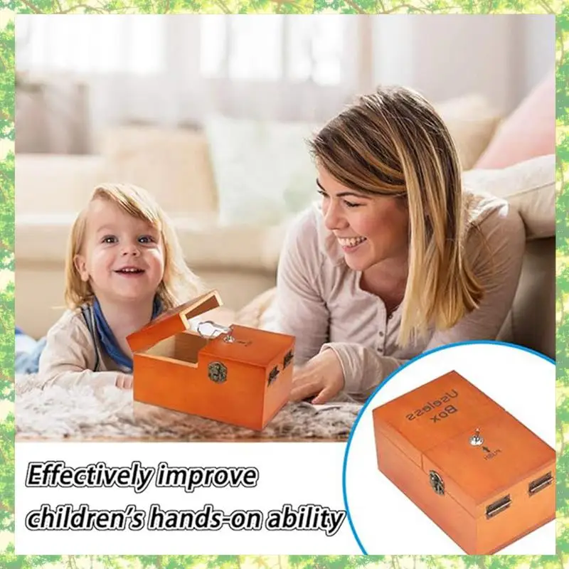 Eco-Friendly-2X Een nutloze doos met verrassingen Houten nutloze doos Volledig gemonteerd voor volwassenen en kinderen Donkere houtkleur