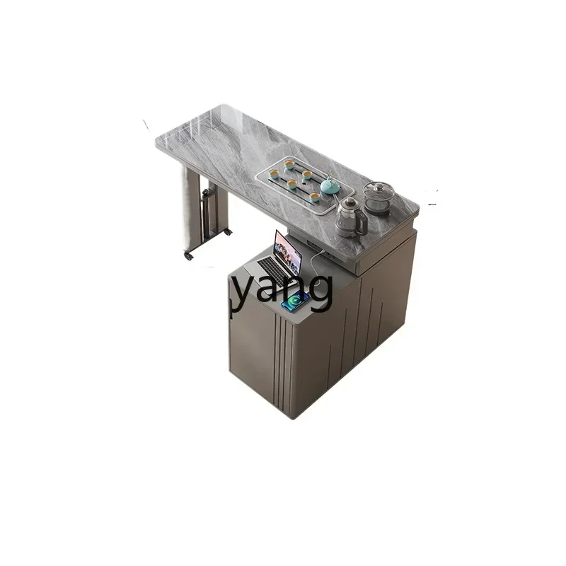 LTT modern simple rotating mobile balcony tea table household rock slab coffee table tea table kettle integrated