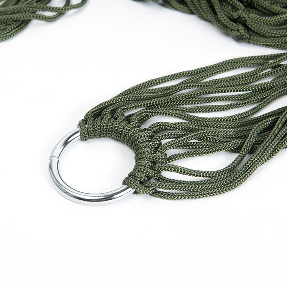 

Portable Camping Hanging Hammock Made of Durable Nylon Cord for Outdoor Leisure Travel Green Mesh Net Rope Swing Bed