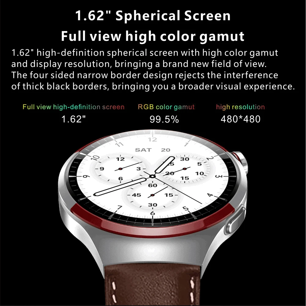 Relojes inteligentes para exteriores para hombre de 1,62 ", brújula, mapa, pulsera deportiva resistente al agua, llamada de diente azul, NFC, ritmo cardíaco, salud, reloj inteligente