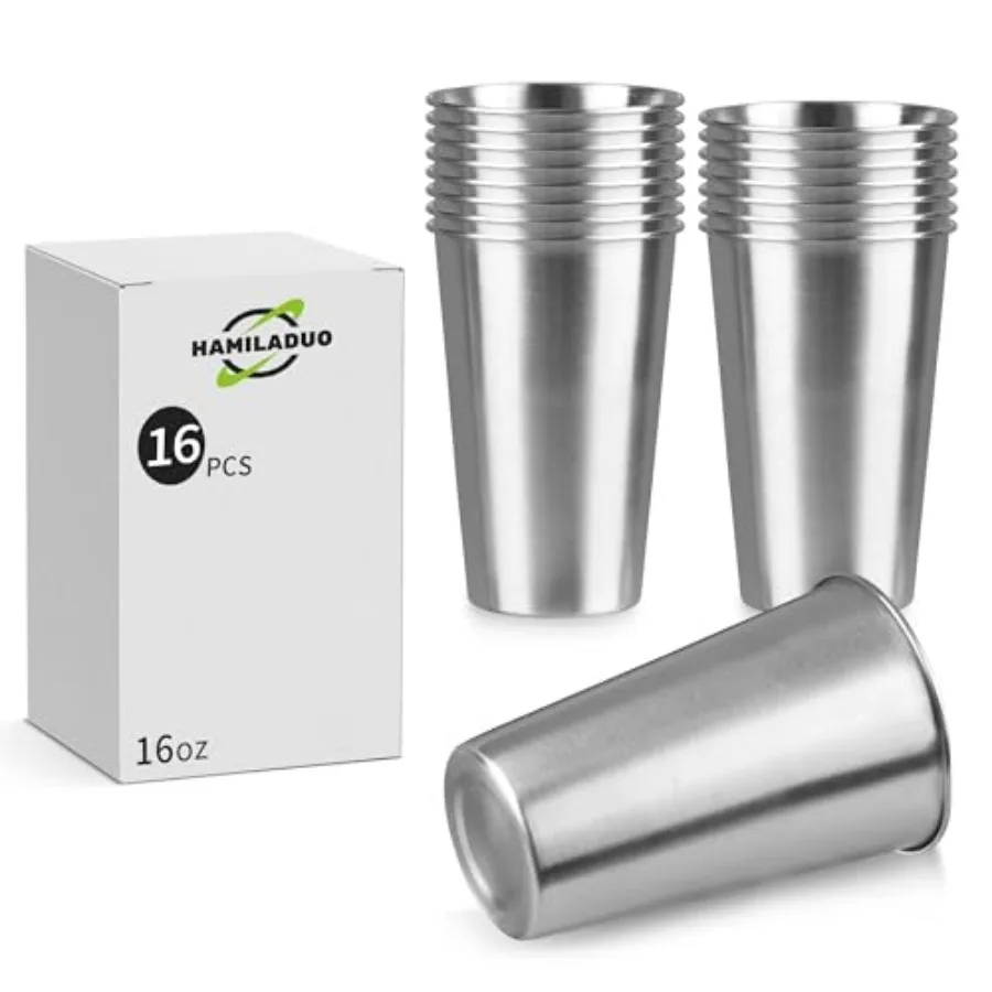 

Набор стаканов из нержавеющей стали (пинтовые стаканы), многоразовые, штабелируемые, без BPA