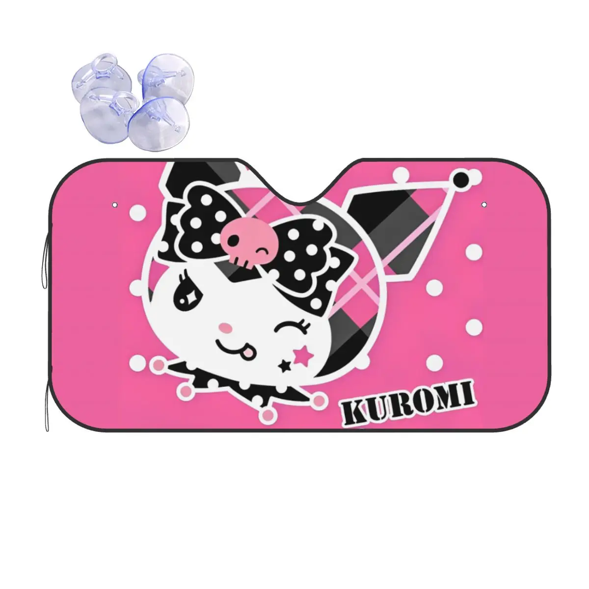 

Cute Kuromi Novelty Sunshade Windscreen 76x140cm Aluminium Foil Car Window Windscreen Cover Car-styling
