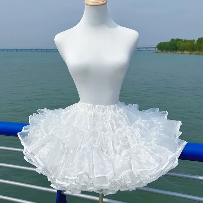 Short Lolita Dress White Petticoat Fluffy Skirt Support Boneless Soft Yarn Canopy Dress Accessory Sweet Girl Japan 35CM/40CM