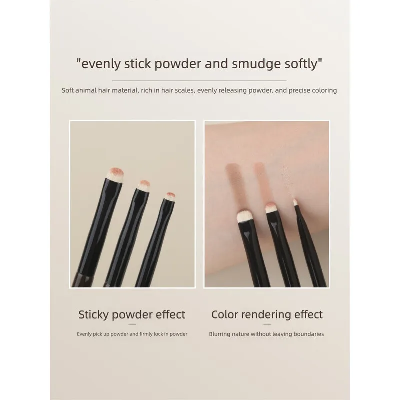 Moji L15 Lidschattenpinsel mit vorderer Zahnung, flacher Kopf, Unteröse, kleiner Detailpinsel, aufhellender Make-up-Pinsel für Augen und Gesicht