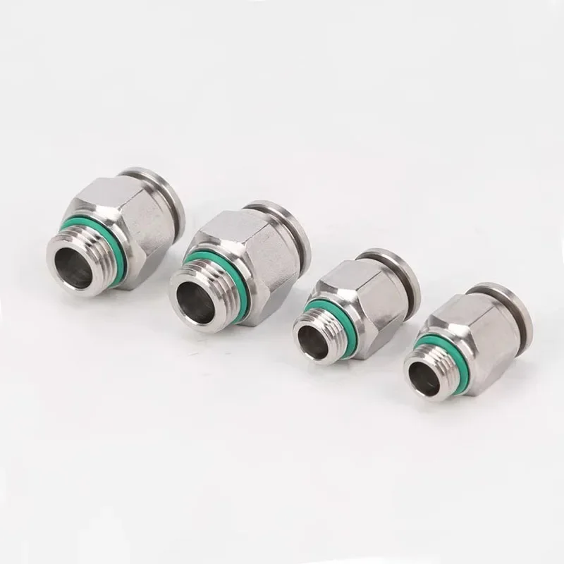 Conector rápido neumático de PC de acero inoxidable 304, 10 piezas, rosca G, tubería de agua y Gas, M5 1/8 