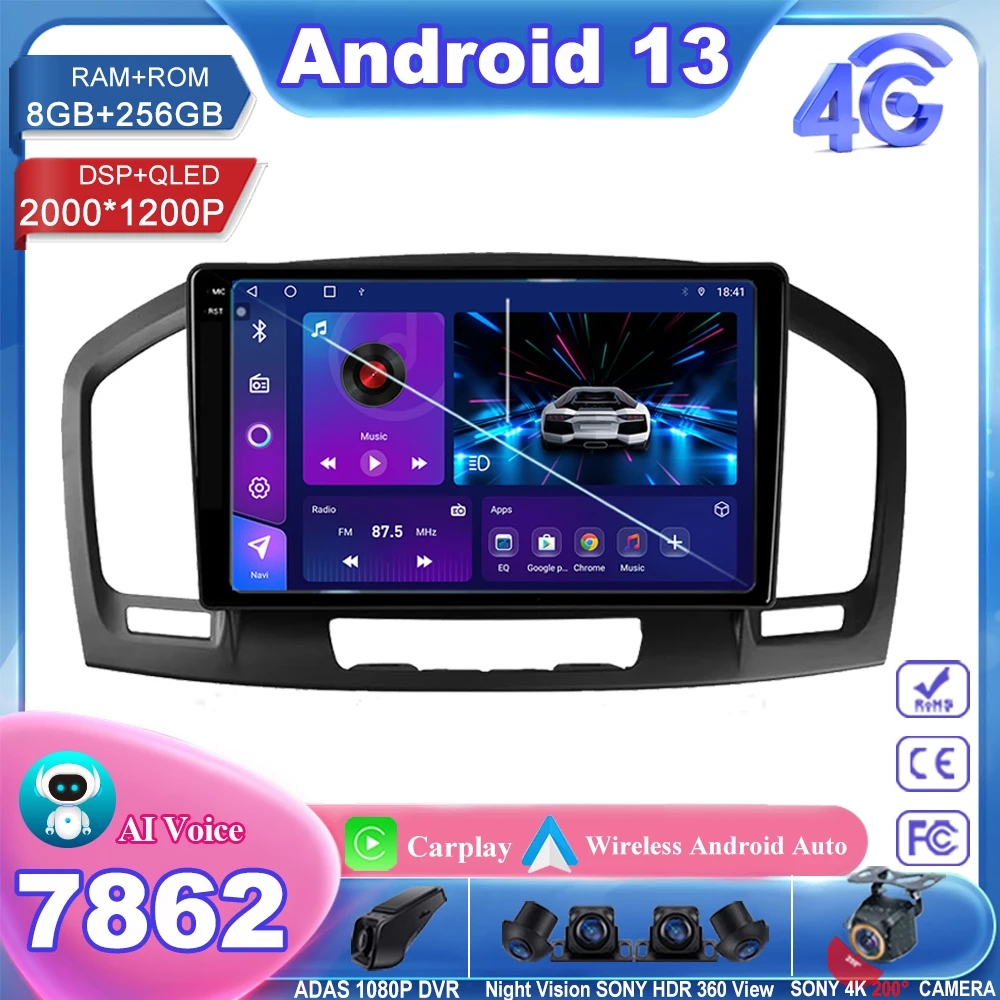 

Android 13 Car Dvd Auto Radio Stereo Multimedia Player For Buick Regal For Opel Insignia 2009-2013 Auto GPS Navigation 7862 QLED