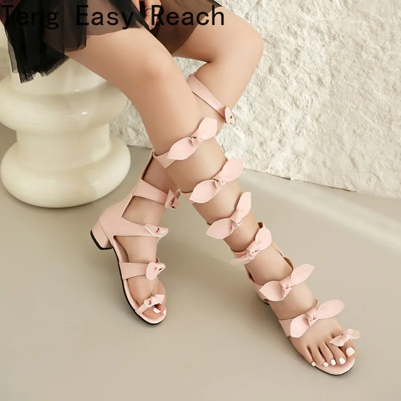 Sandalias con cordones para mujer, zapatos de princesa Lolita de tacón bajo, color blanco, rosa y negro, y boda para fiesta, verano, 2024