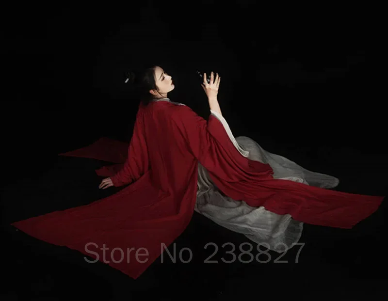 WATER Swordsman Chinese Traditional National Style Folk Hanfu Dresses Women's Men Costume Dance Female Ancient Improved Red