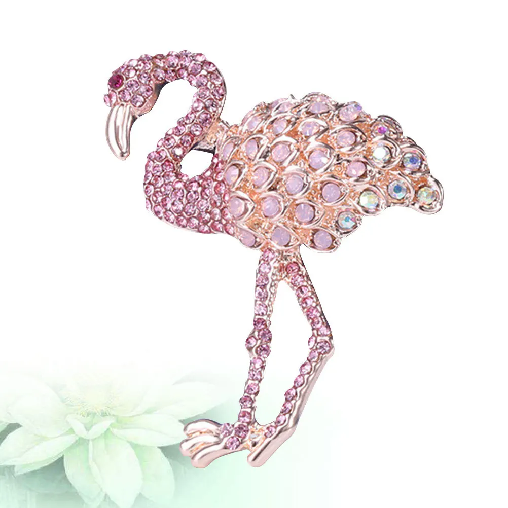 Broche de flamenco rosa claro a la moda, Pin de aleación de cristal, accesorio decorativo versátil para vestidos, abrigos, sombreros, bolsos para mujer