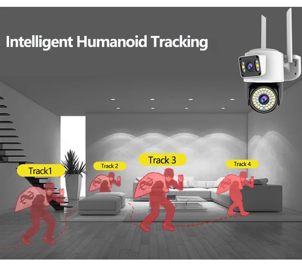 Yoosee-Câmera IP de Tela Dupla, Detecção Humana AI, Visão Noturna Colorida, CCTV, Segurança Doméstica, 4K, 8MP, 4MP, WiFi, PTZ, Monitor, Exterior