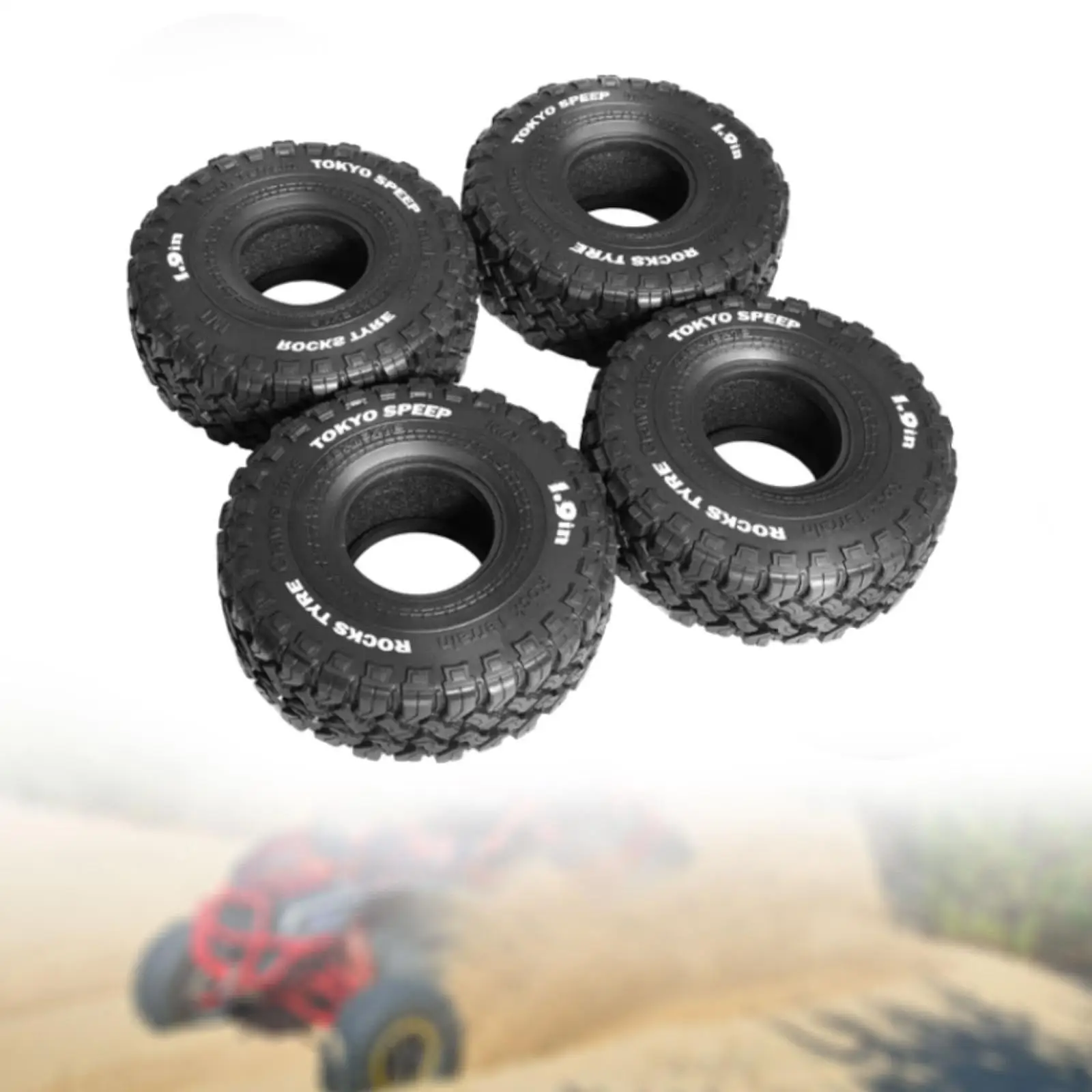 4 Pieces RC Crawler Tires Sturdy DIY Practical Wear Resist Accs Parts Rubber Tyre Set for 1/10 RC Model Car Hobby Toy Vehicles
