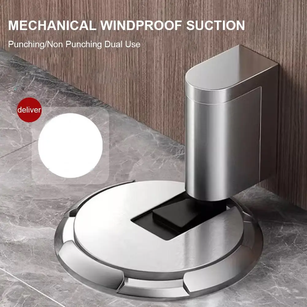 

Alloy Heavy Duty Magnetic Door Stopper Mechanical Door Stop Adjustable Door Holder Non-punch Sticker Furniture Door Hardware