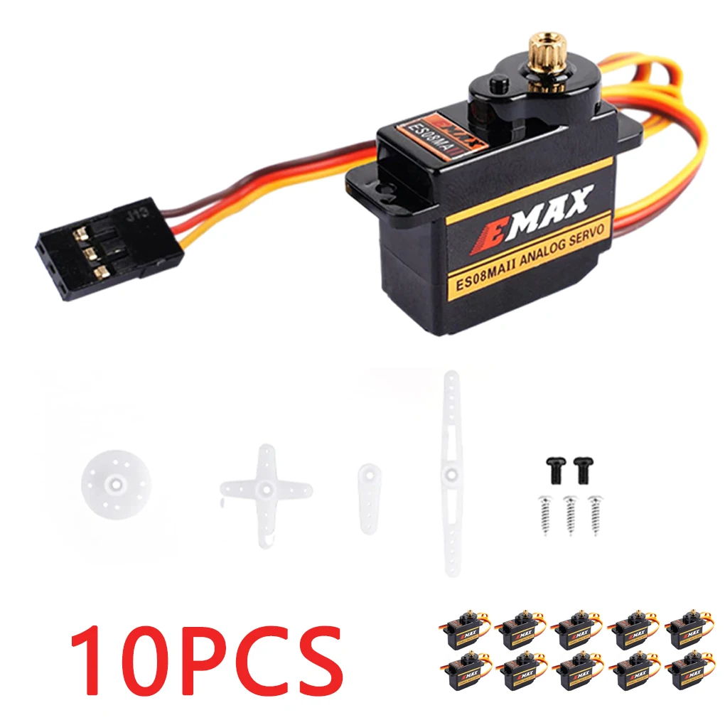 

10pcs ABS EMAX EMX-SV-0275 ES08MA II 12g Metal Gear Analog Servo For RC Robotics Plane Wing Car Radio