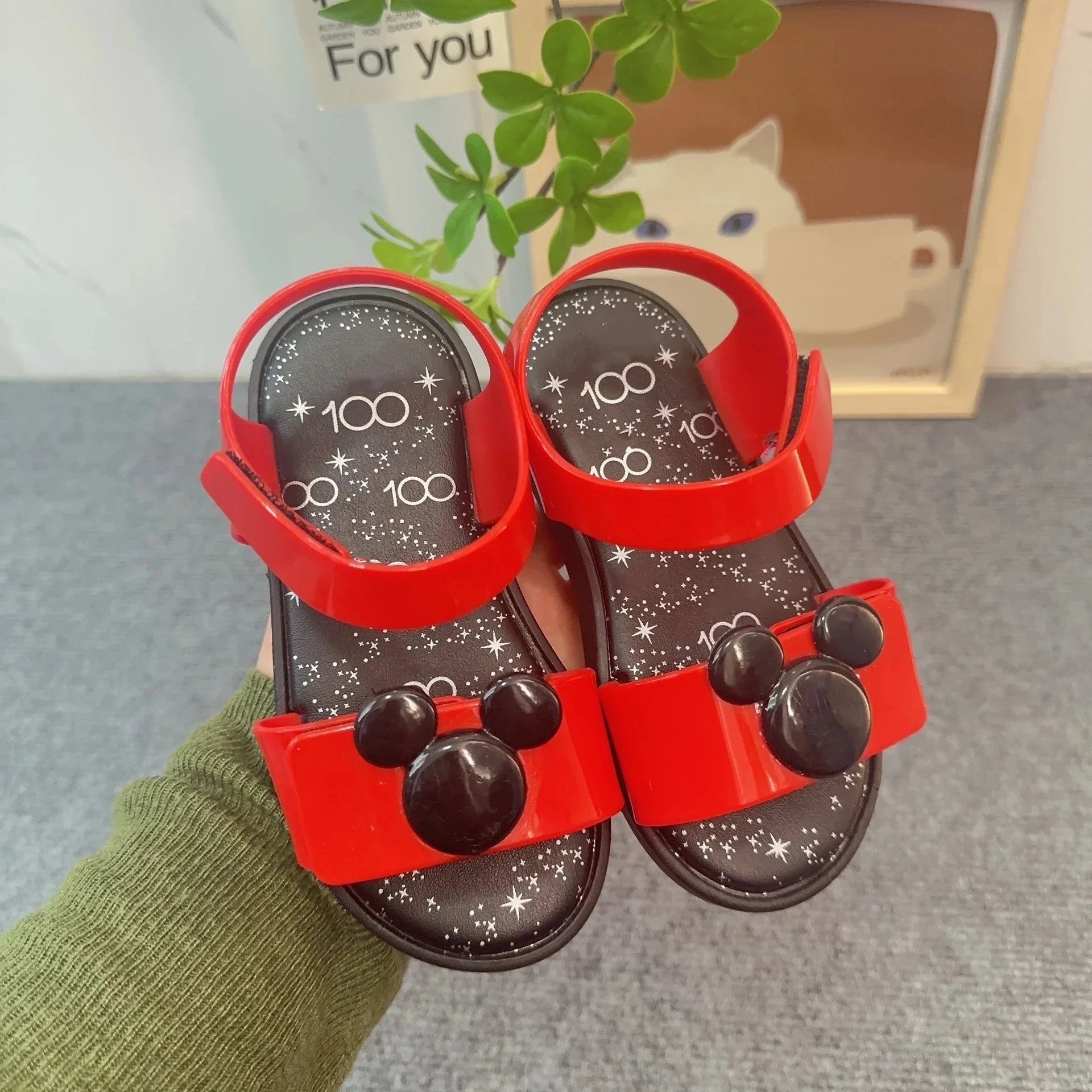 

Mini Melissa Children's Sandals Boys Girls' Baotou Printed Jelly Shoes Fashion Baby Kids Soft Sole Hollow Beach Shoes Toddlers