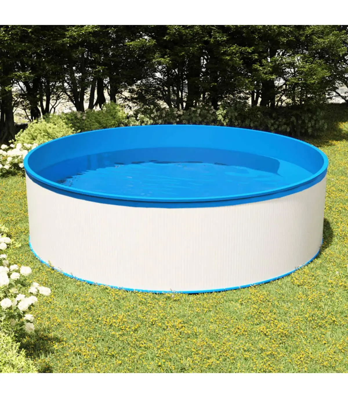 Swimming pools splash pool with 4 step ladder 350x90 cm White