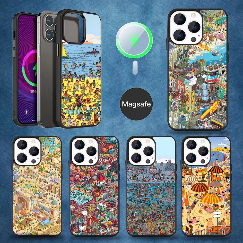 

Game Wheres W-WallyS Waldo Book PhoneCase For iPhone 16,15,14,13,12,11,Pro,Max,Plus,Mini,Magsafe,Magnetic Wireless Charging Case