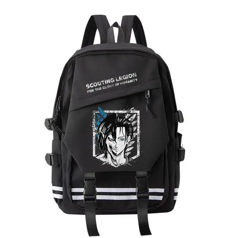 アニメゲームブラックホワイト進撃の巨人進撃の巨人学生キッズティーンスクールバッグバックパックガールズボーイズ